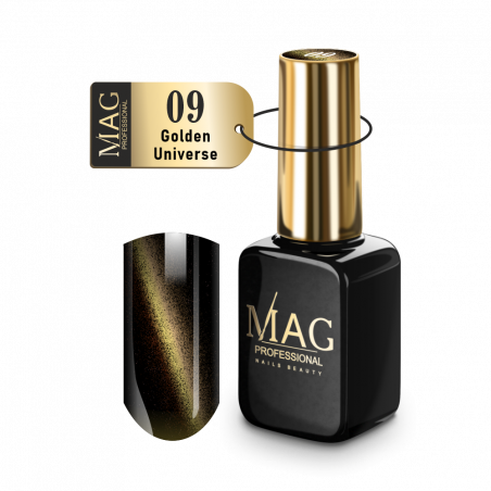 Купить гель-лак для ногтей с эффектом кошачий глаз 09 MAG Cat's Eye Golden Universe