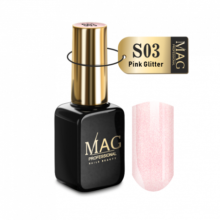 Купить гель-лак для маникюра с шиммером S03 Pink Glitter MAG Shimmer