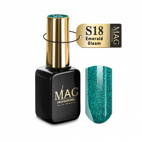 Купить гель-лак для маникюра с шиммером S18 Emerald Gleam MAG Shimmer