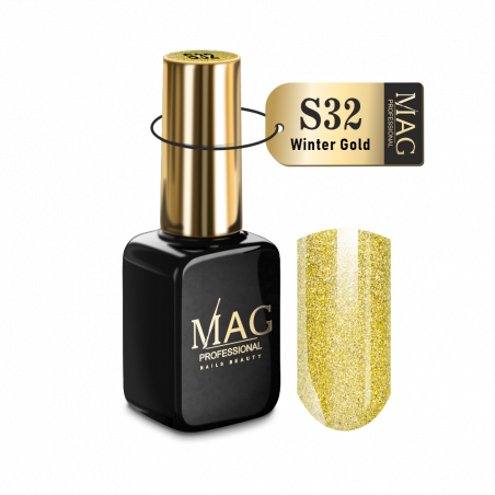 Купить гель-лак для маникюра с шиммером S32 Winter Gold MAG Shimmer