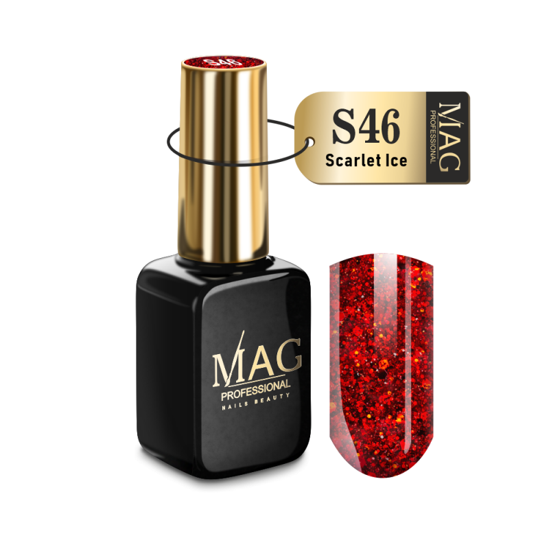 Гель-лак для ногтей с шиммером S46 Scarlet Ice Shimmer