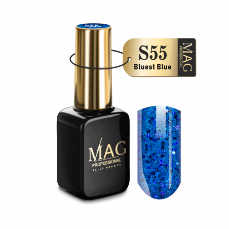 Купить гель-лак для маникюра с шиммером S55 Bluest Blue MAG Shimmer